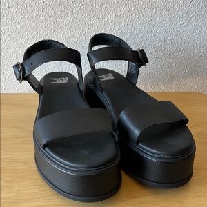 SOREL Dayspring Ankle Strap Flatform Sandals Size 8.5 Black